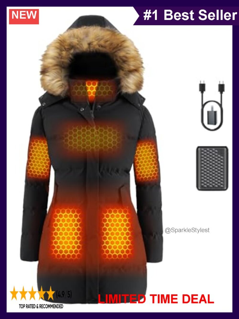 Graphene Heated Vest 12V Fast Charge 18400mAh Battery Windproof